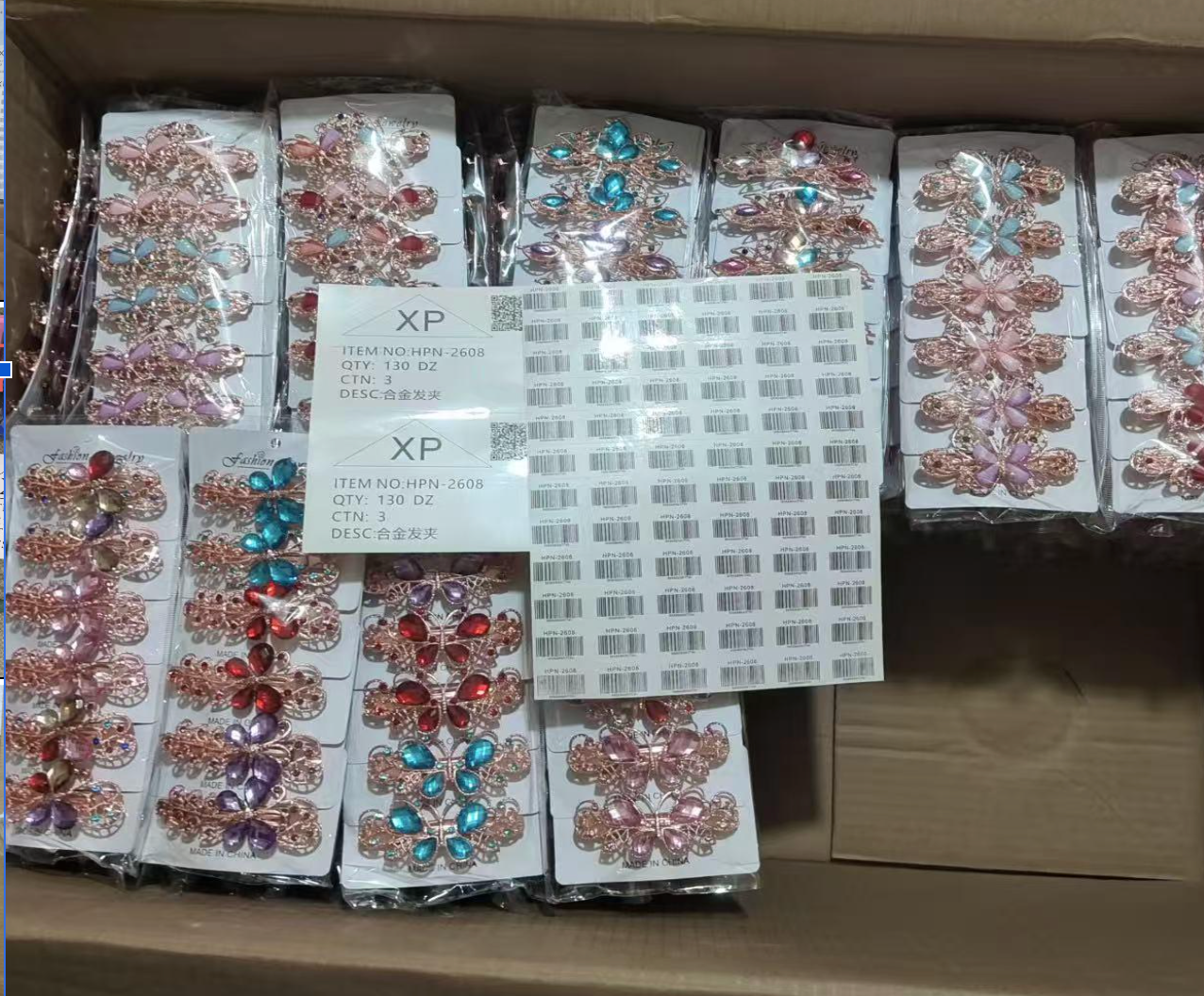 HPN-2608 (12 pcs) Gemstone Metallic Hair Clips
