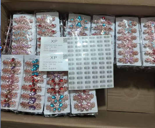 HPN-2608 (12 pcs) Gemstone Metallic Hair Clips