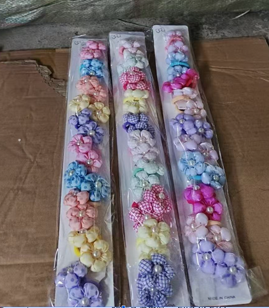 HPN-2612 (20 pcs) Pearl Flower Hair Ties