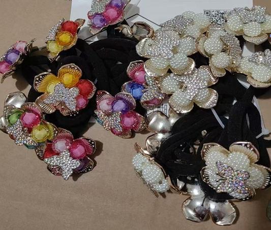 HPN-2613 (10 pcs) Butterfly Flower Hair Ties