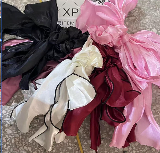 HPN-2624 (12 pcs) Satin Fabric Ribbon Bow Hair clips