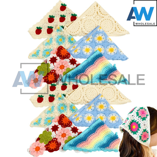 TB-350 (12 pcs) Crochet Triangle Headbands