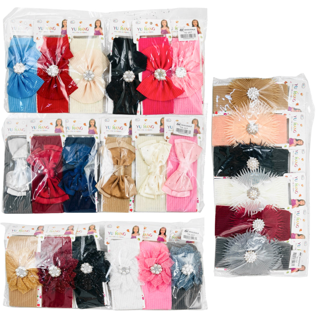 TB-357 (12 pcs) Pearl Ribbon Fabric Turbands