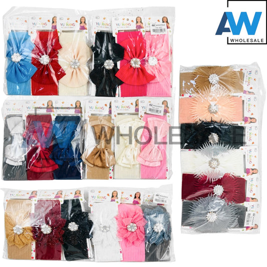 TB-357 (12 pcs) Pearl Ribbon Fabric Turbands