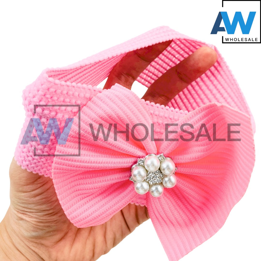 TB-357 (12 pcs) Pearl Ribbon Fabric Turbands