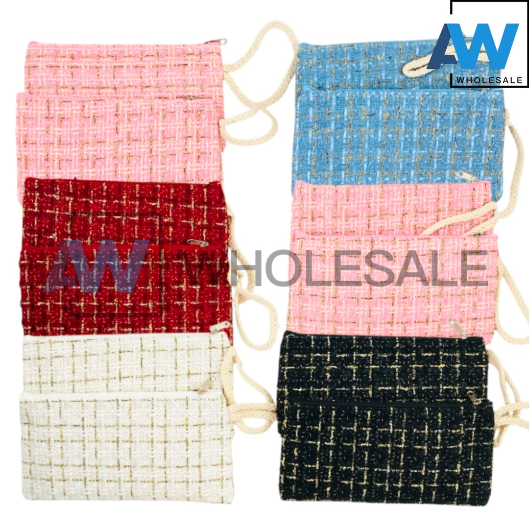 XP-1220 (12 pcs) Tweed Long Purse Wallet