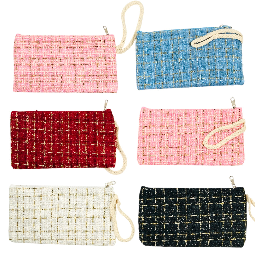 XP-1220 (12 pcs) Tweed Long Purse Wallet