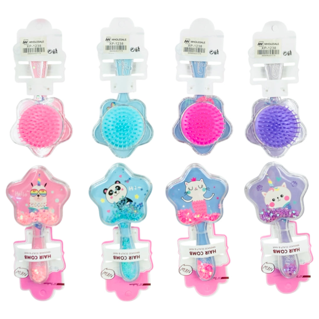 XP-1238 (1 pc) Glitter Acrylic Kids Hair Brush