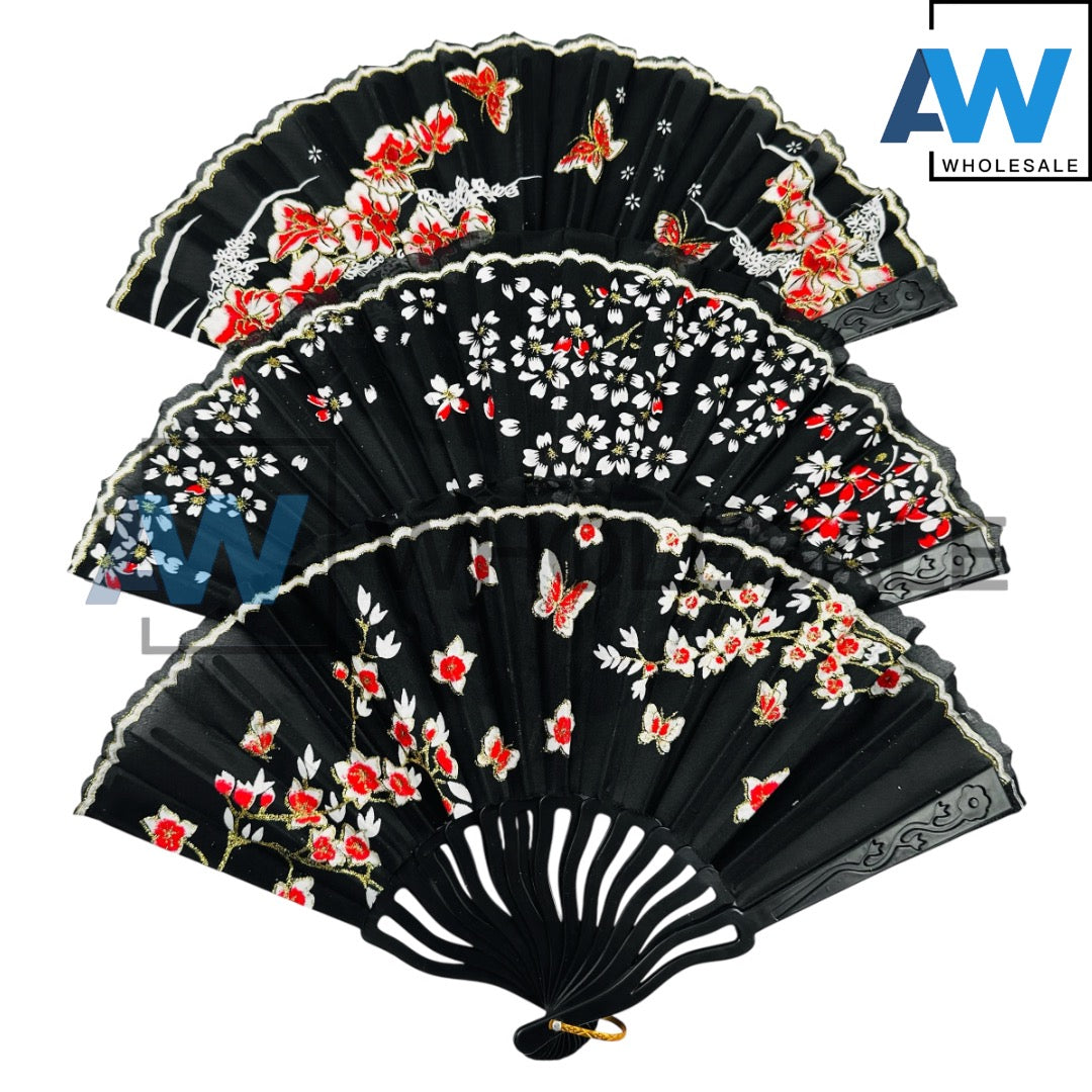 XP-32 (12 pcs) Sakura Black Japanese Fans