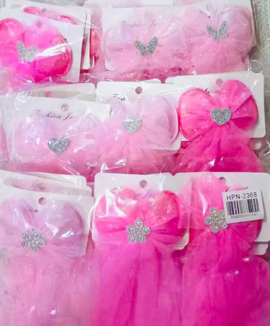 HPN-2368 (12 pcs) Tutu Ribbon Hair Clips